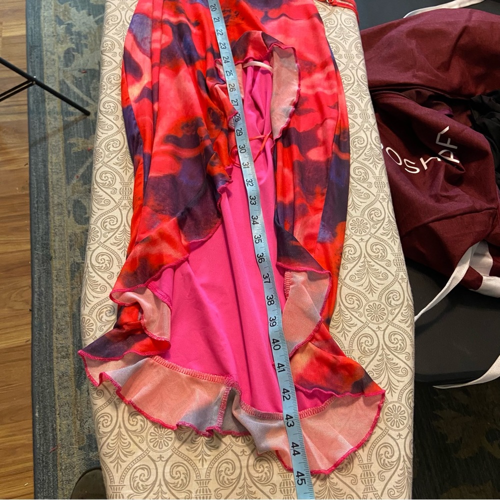 NWT New Fashion Nova She’s Electric Ruffle Pink Purple Asymmetrical Mini Dress M - Picture 4 of 13